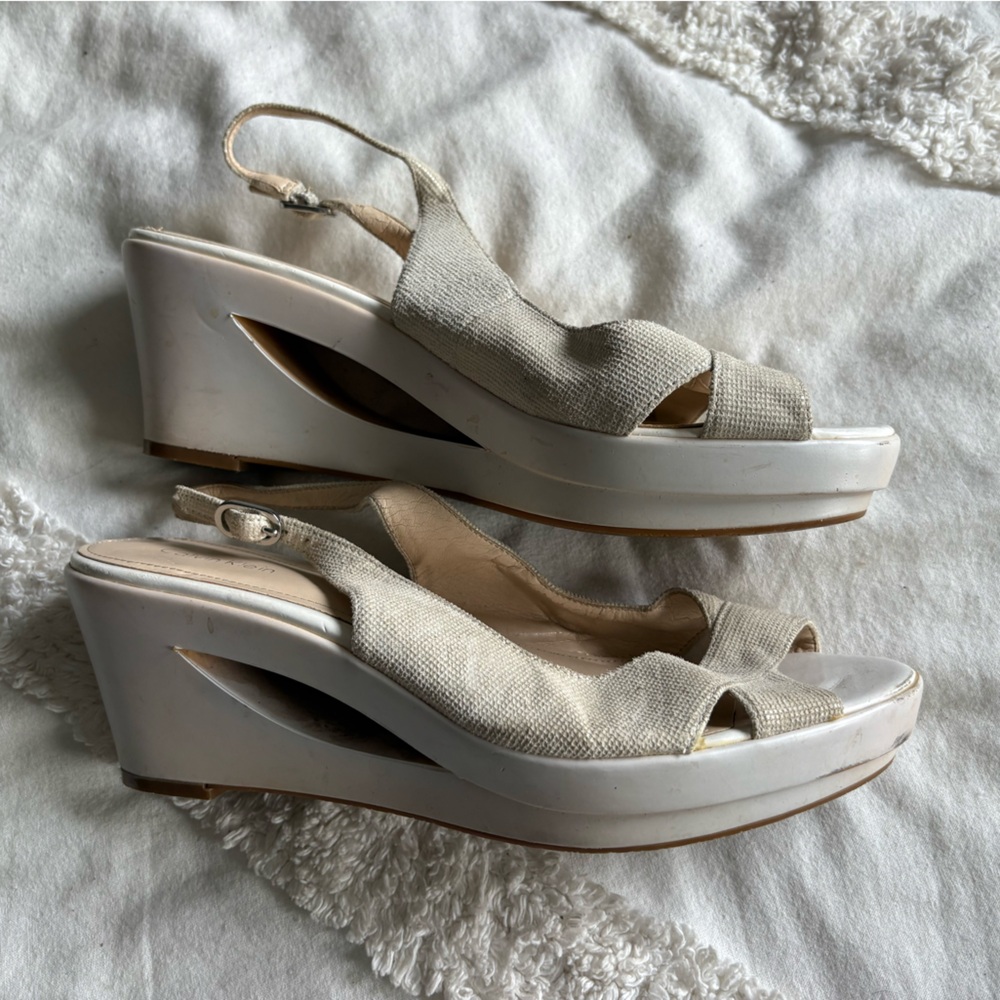 Calvin Klein Cream Wedge Sandals